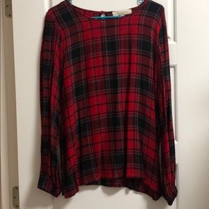 LOFT long sleeve plaid top